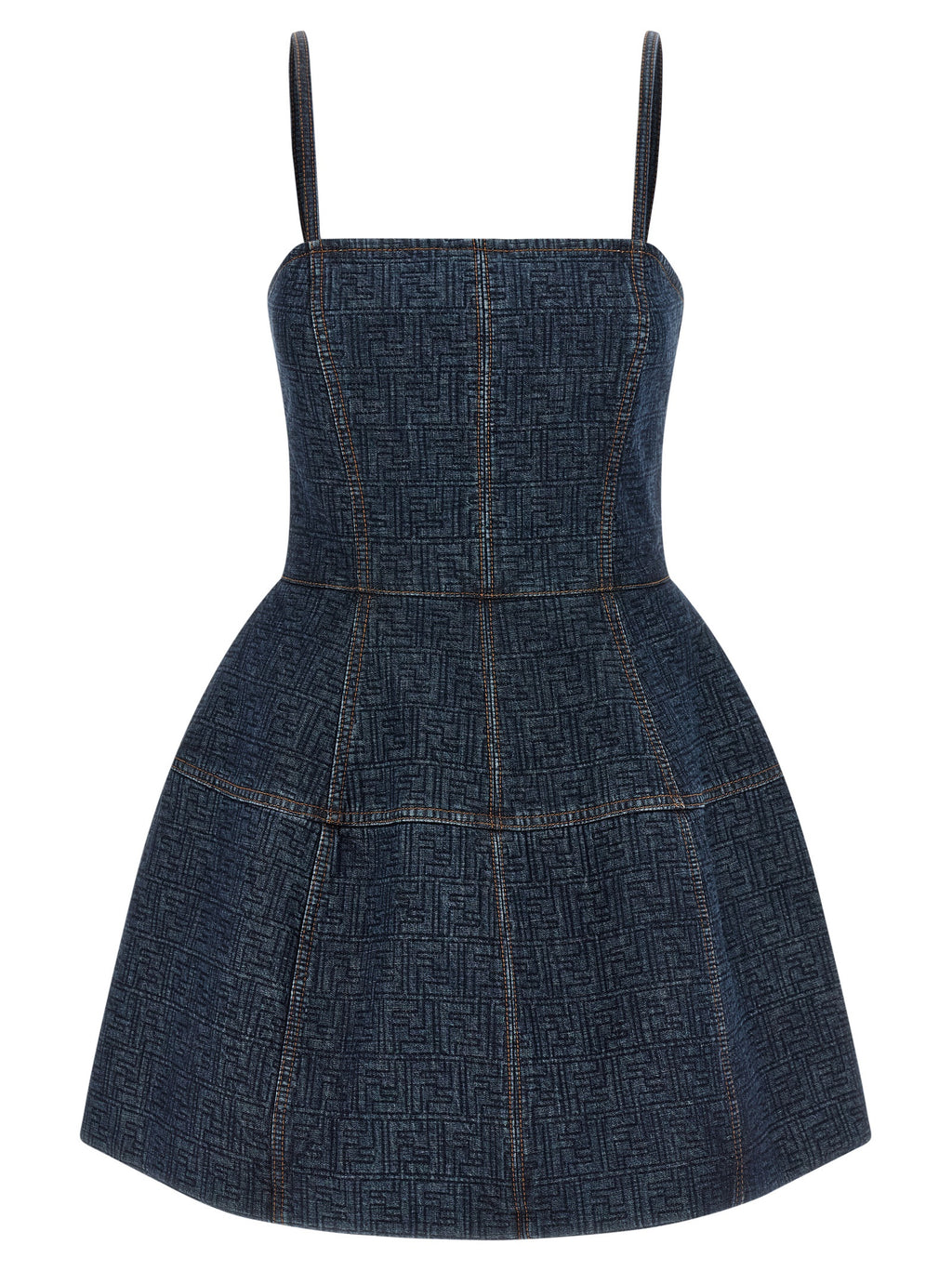 Robe courte en coton bleu de la marque Fendi, vêtement élégant avec coupe tendance et détails modernes.