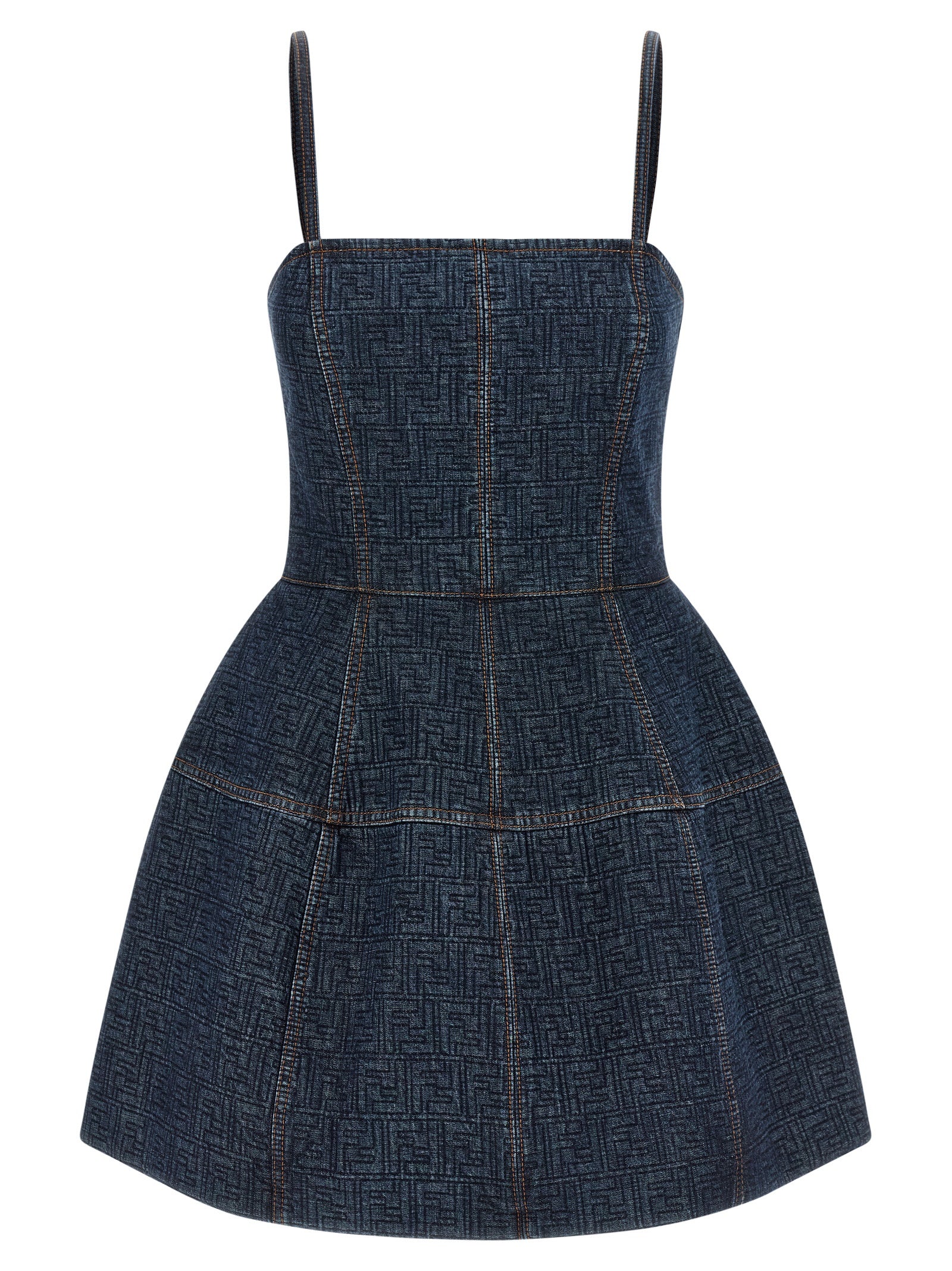 Robe courte en coton bleu de la marque Fendi, vêtement élégant avec coupe tendance et détails modernes.