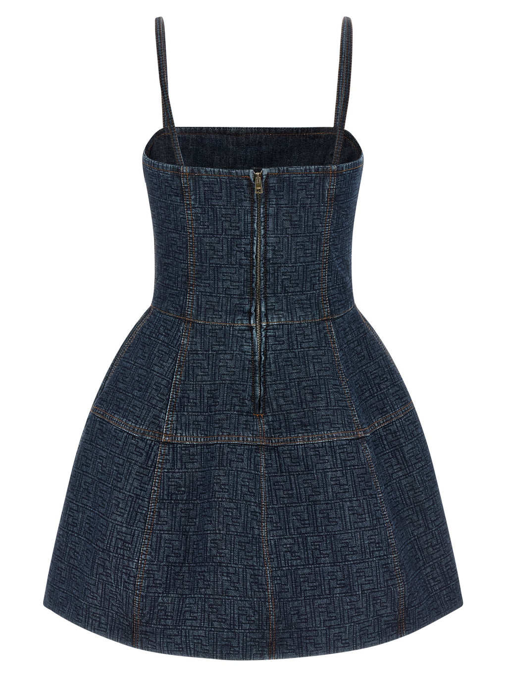 Robe courte en coton bleu Fendi, vêtement élégant avec coupe moderne, portée décontractée ou sophistiquée.