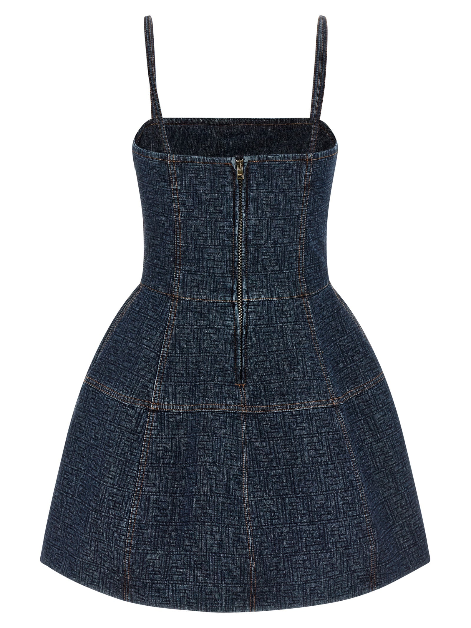 Robe courte en coton bleu Fendi, vêtement élégant avec coupe moderne, portée décontractée ou sophistiquée.
