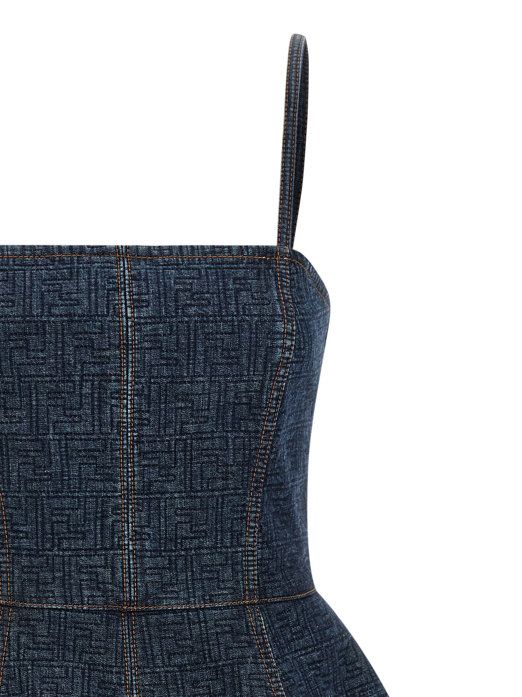 Robe courte en coton bleu de la marque Fendi, vêtement élégant avec coupe moderne et détails sophistiqués.