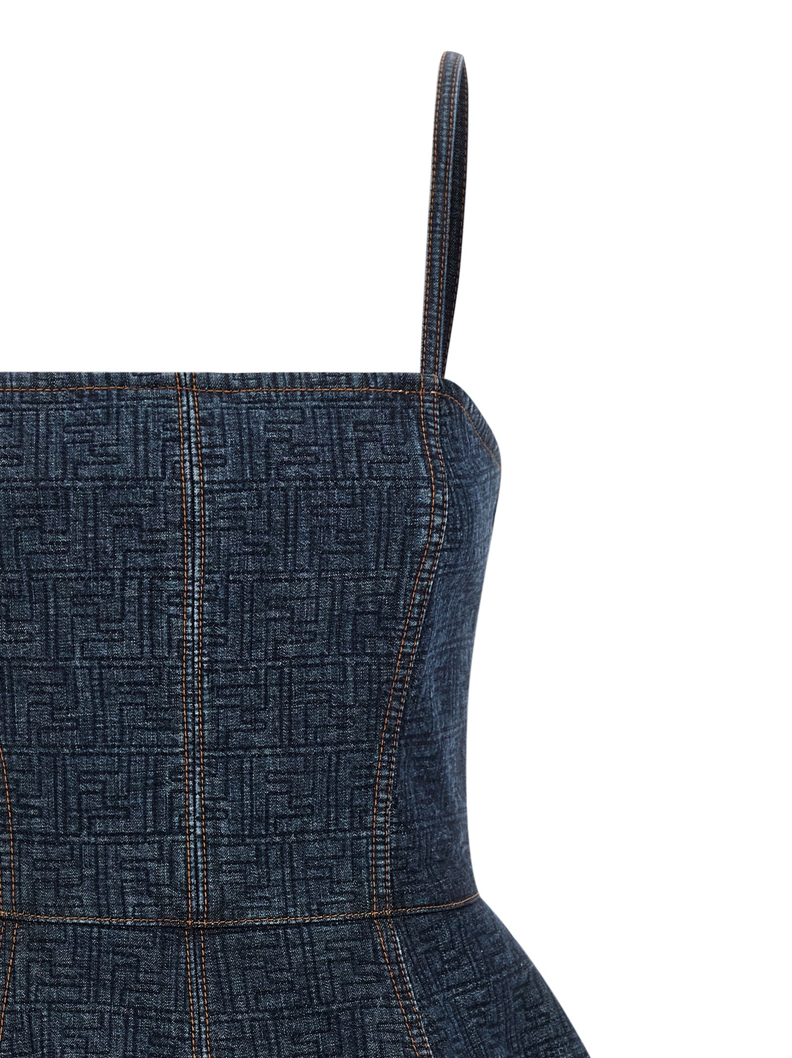 Robe courte en coton bleu de la marque Fendi, vêtement élégant avec coupe moderne et détails sophistiqués.