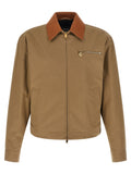 Veste en coton beige Versace pour femme, coupe classique et détails élégants, visible sur l'image.