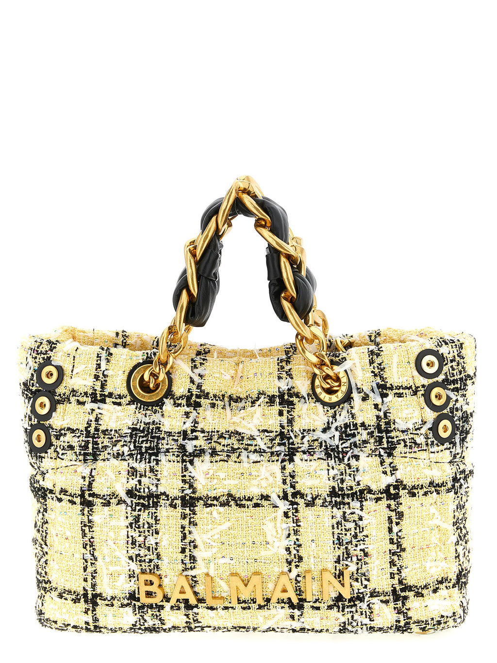 Sac à main Balmain en polyester multicolore, grand tote avec poignées robustes et design élégant pour femme.