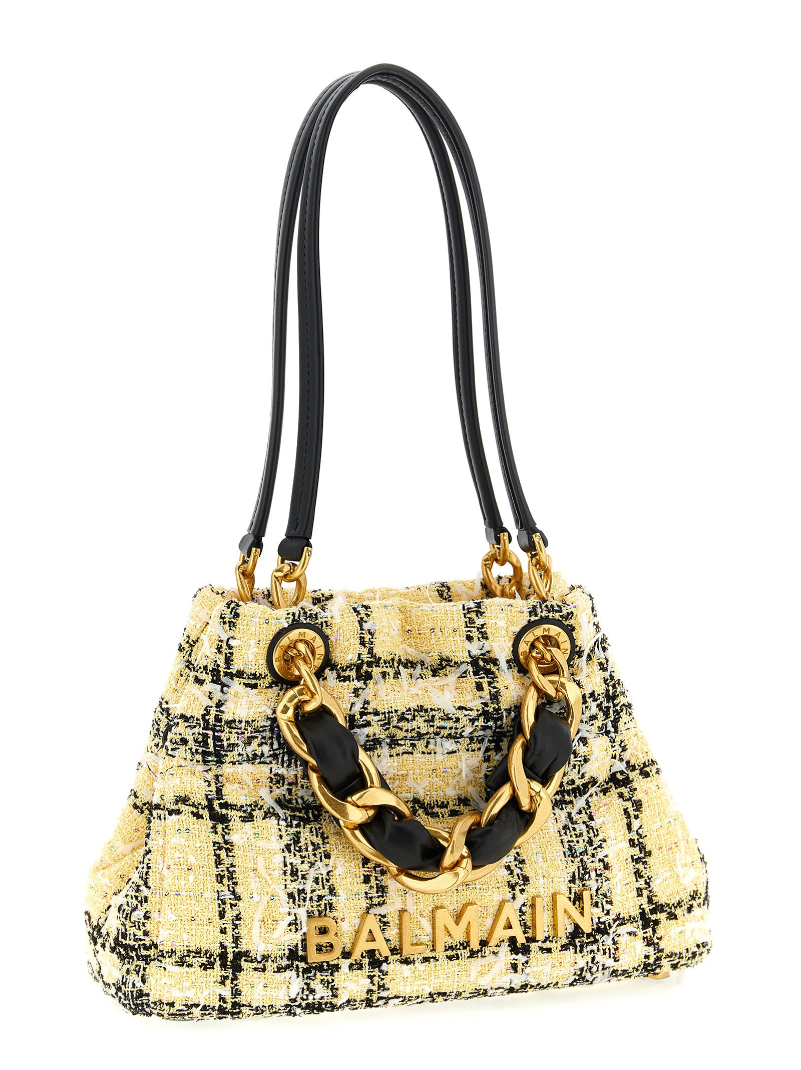 Sac cabas multicolore en polyester Balmain, avec logo emblématique, visible avec poignées et détails de design tendance.