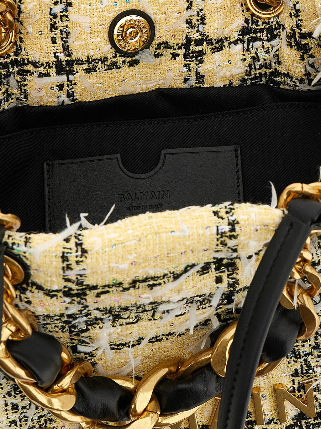 Sac cabas Multicolore en polyester Balmain, avec logo et design élégant, visible avec poignées et détails colorés.