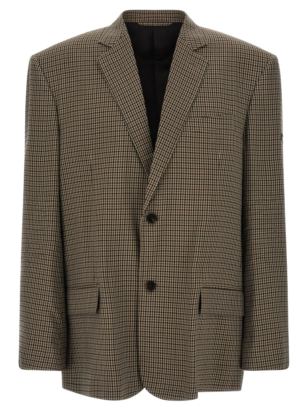 Veste blazer marron en lyocell de Balenciaga, coupe élégante avec boutons et poches, vue de face sur fond neutre.