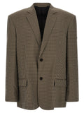 Veste blazer marron en lyocell de Balenciaga, coupe élégante avec boutons et poches, vue de face sur fond neutre.