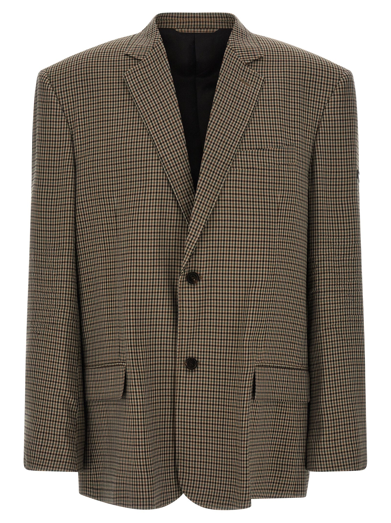 Veste blazer marron en lyocell de Balenciaga, coupe élégante avec boutons et poches, vue de face sur fond neutre.