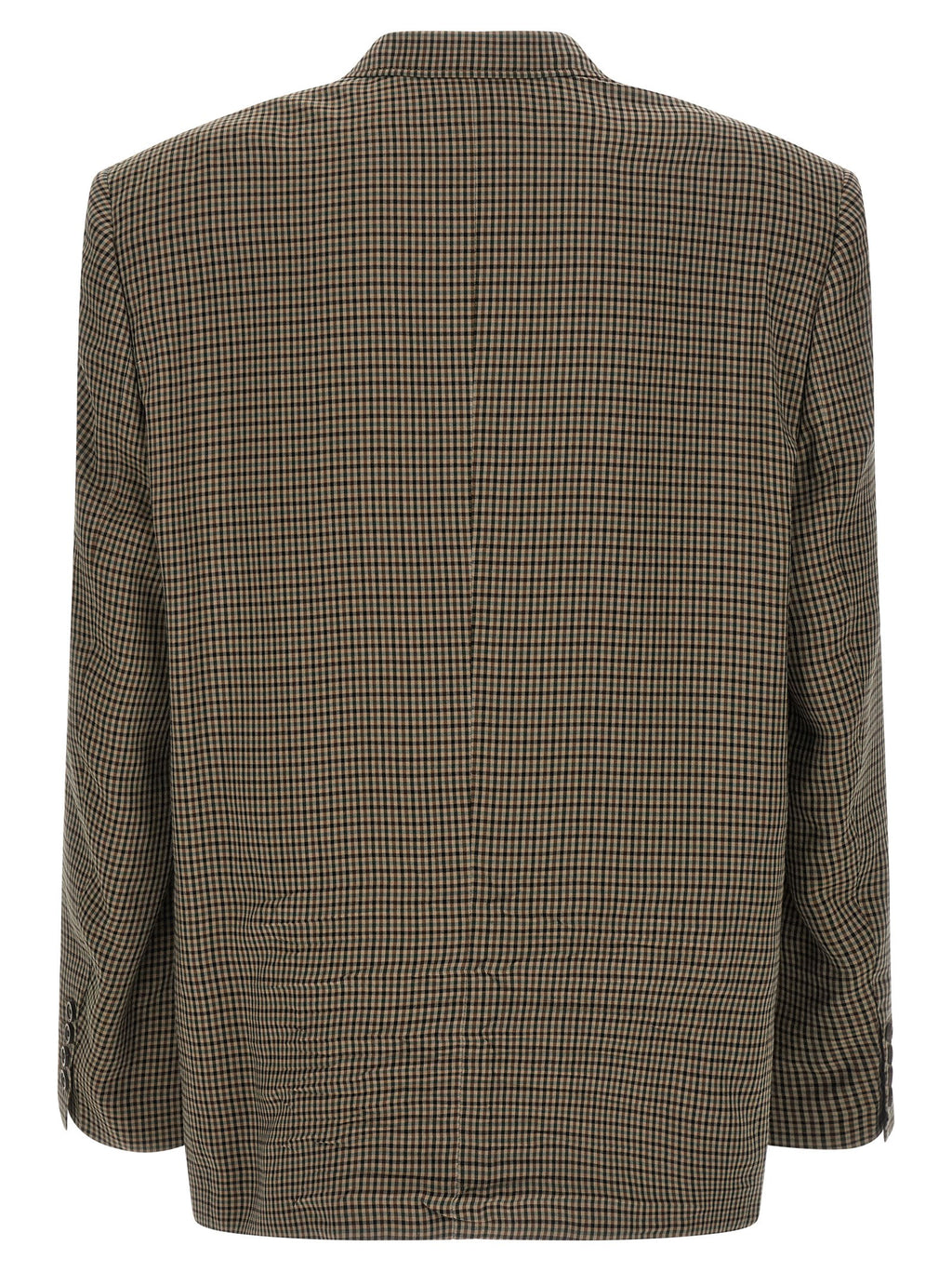 Blazer marron en lyocell de Balenciaga, coupe élégante et tissu léger, porté sur un mannequin.