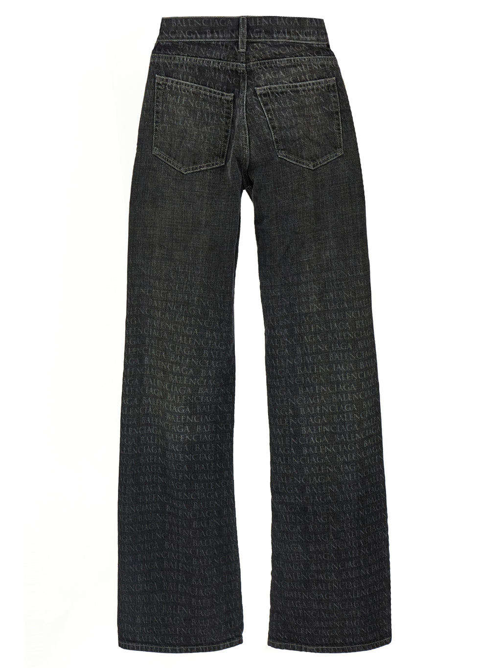 Jeans évasés en coton noir de la marque Balenciaga, coupe tendance et détail élégant.