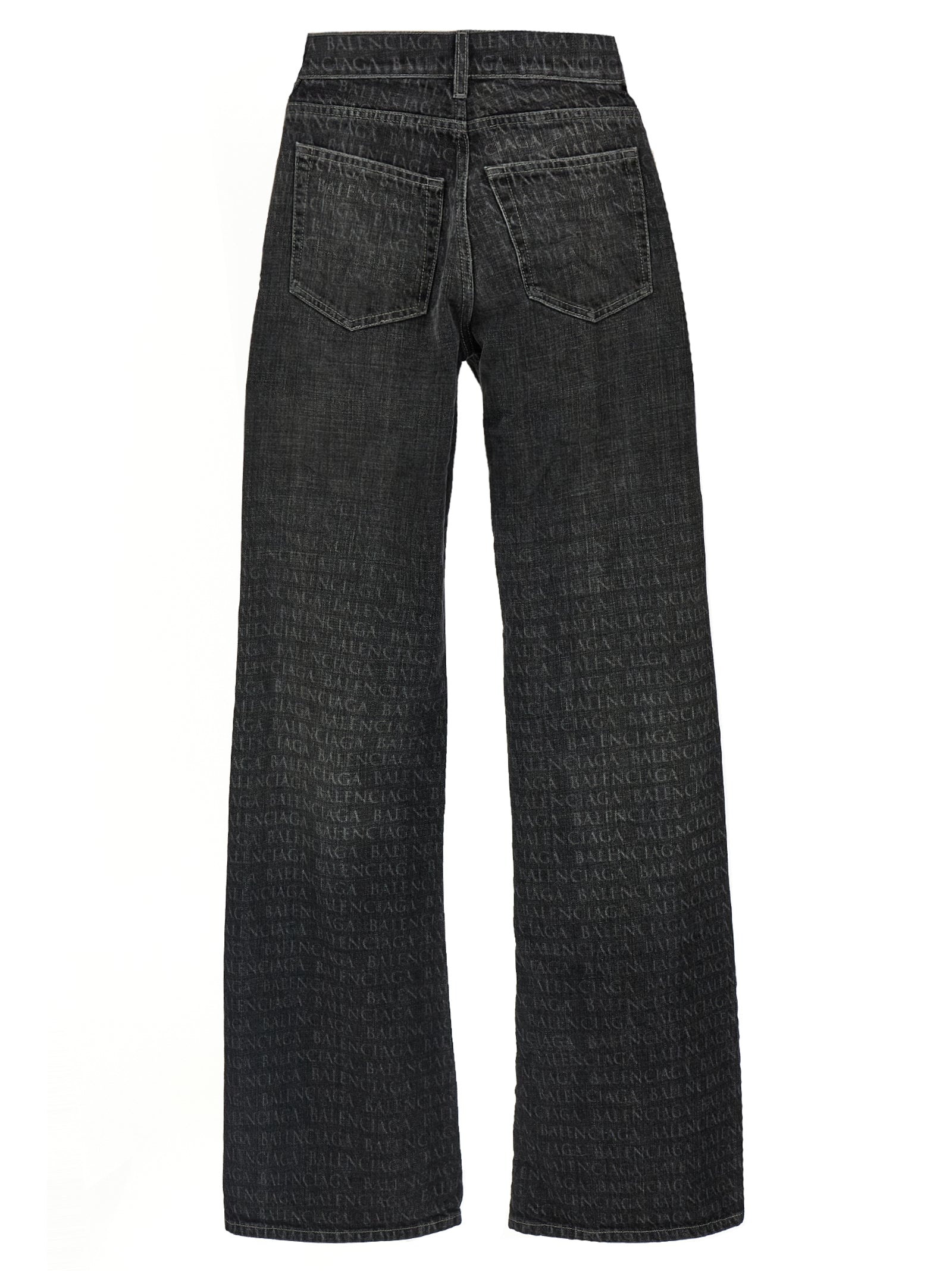 Jeans évasés en coton noir de la marque Balenciaga, coupe tendance et détail élégant.