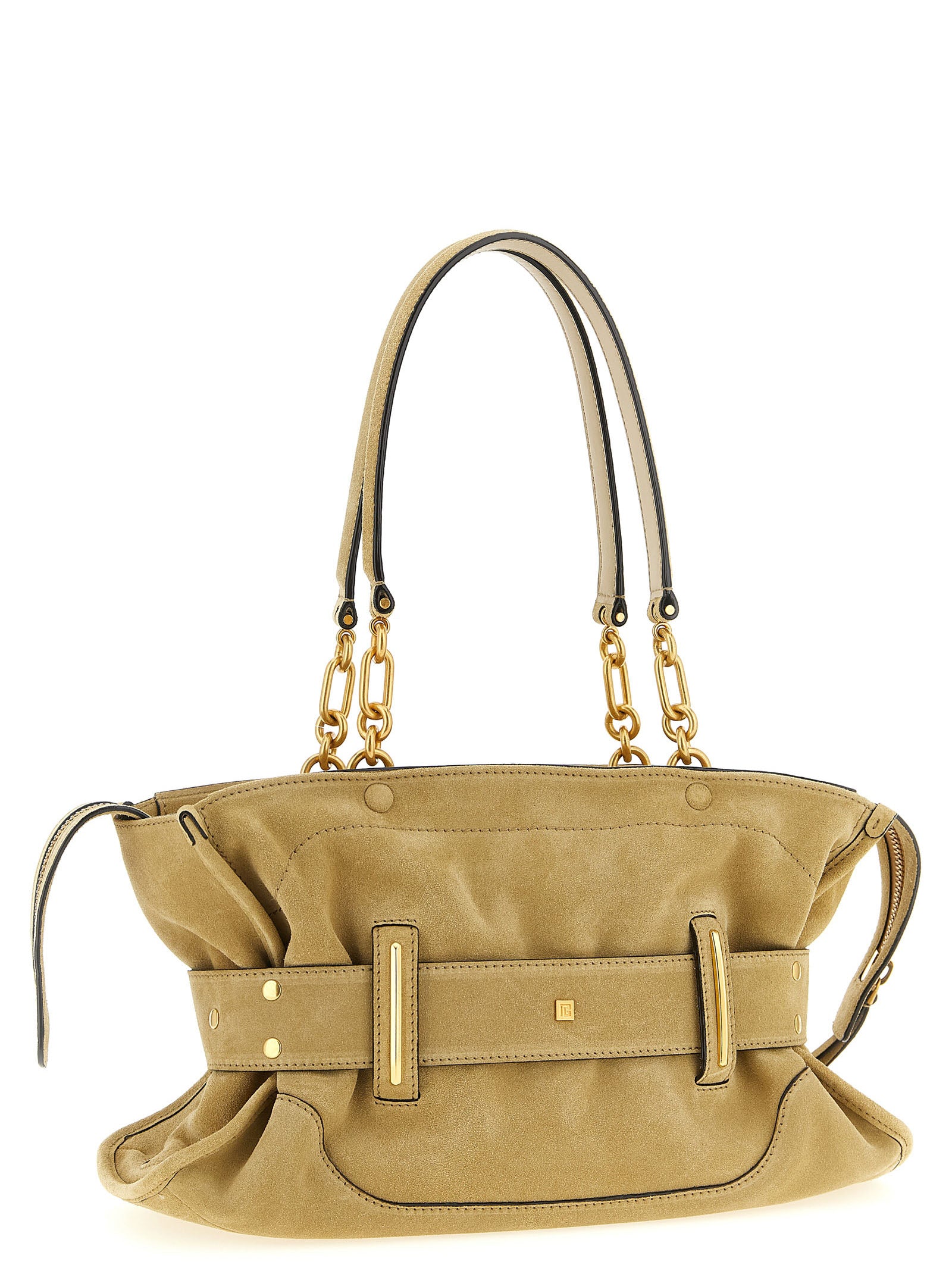 Balmain Beige Calfskin Shoulder Bag