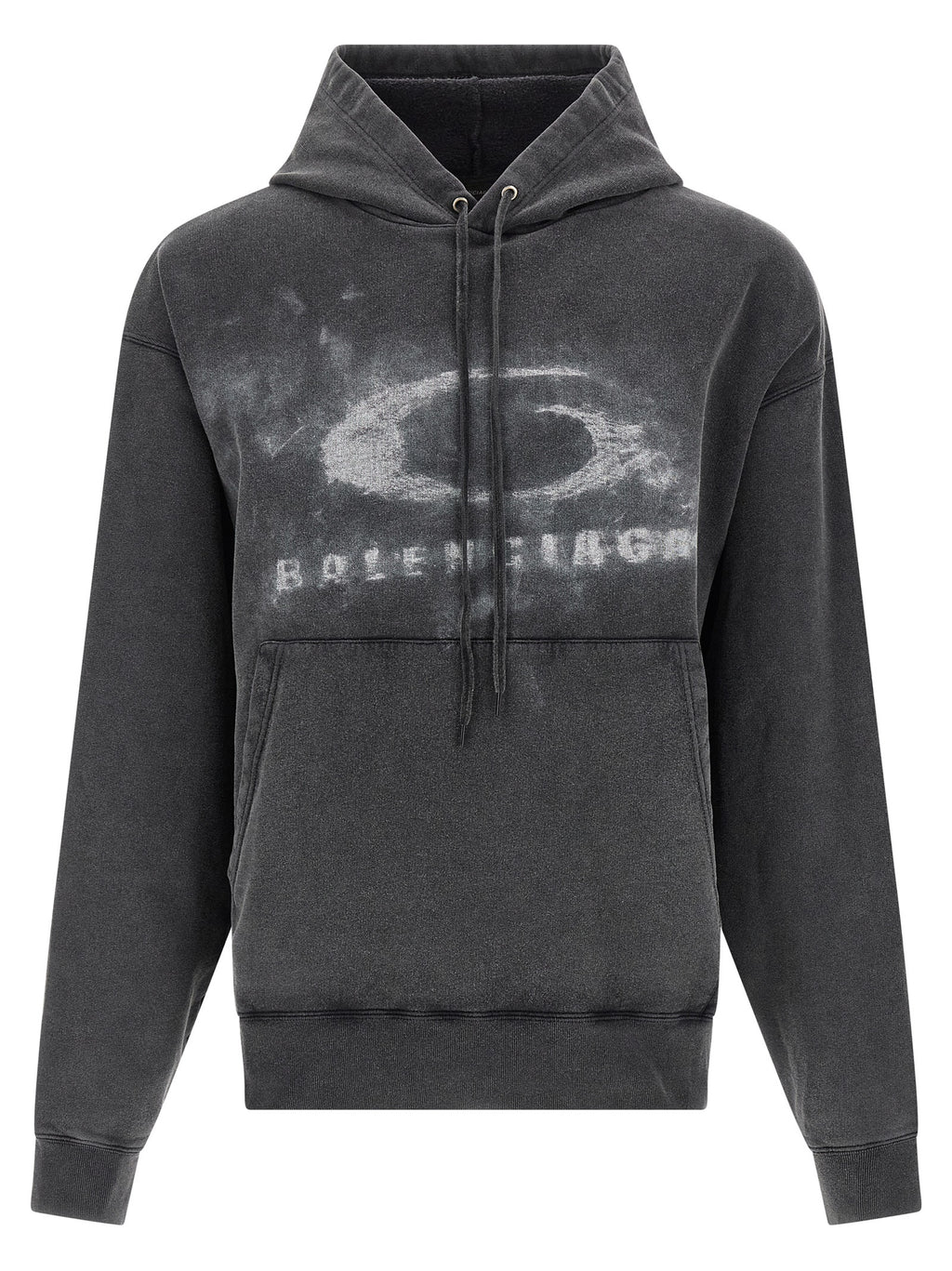 Sweatshirt en coton bicolore Balenciaga, coupe décontractée, avec logo Balenciaga sur la poitrine, vue de face.