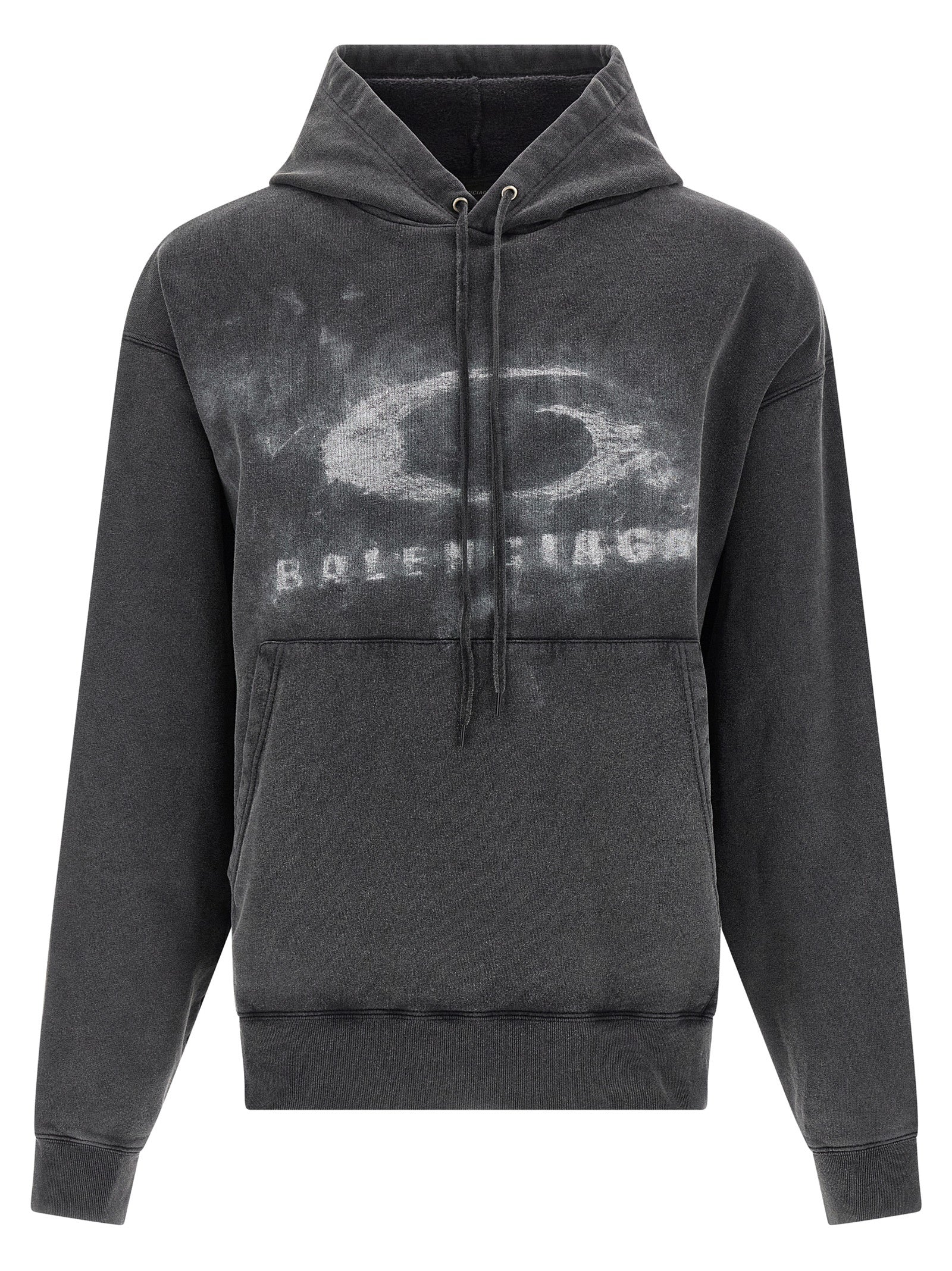 Sweatshirt en coton bicolore Balenciaga, coupe décontractée, avec logo Balenciaga sur la poitrine, vue de face.