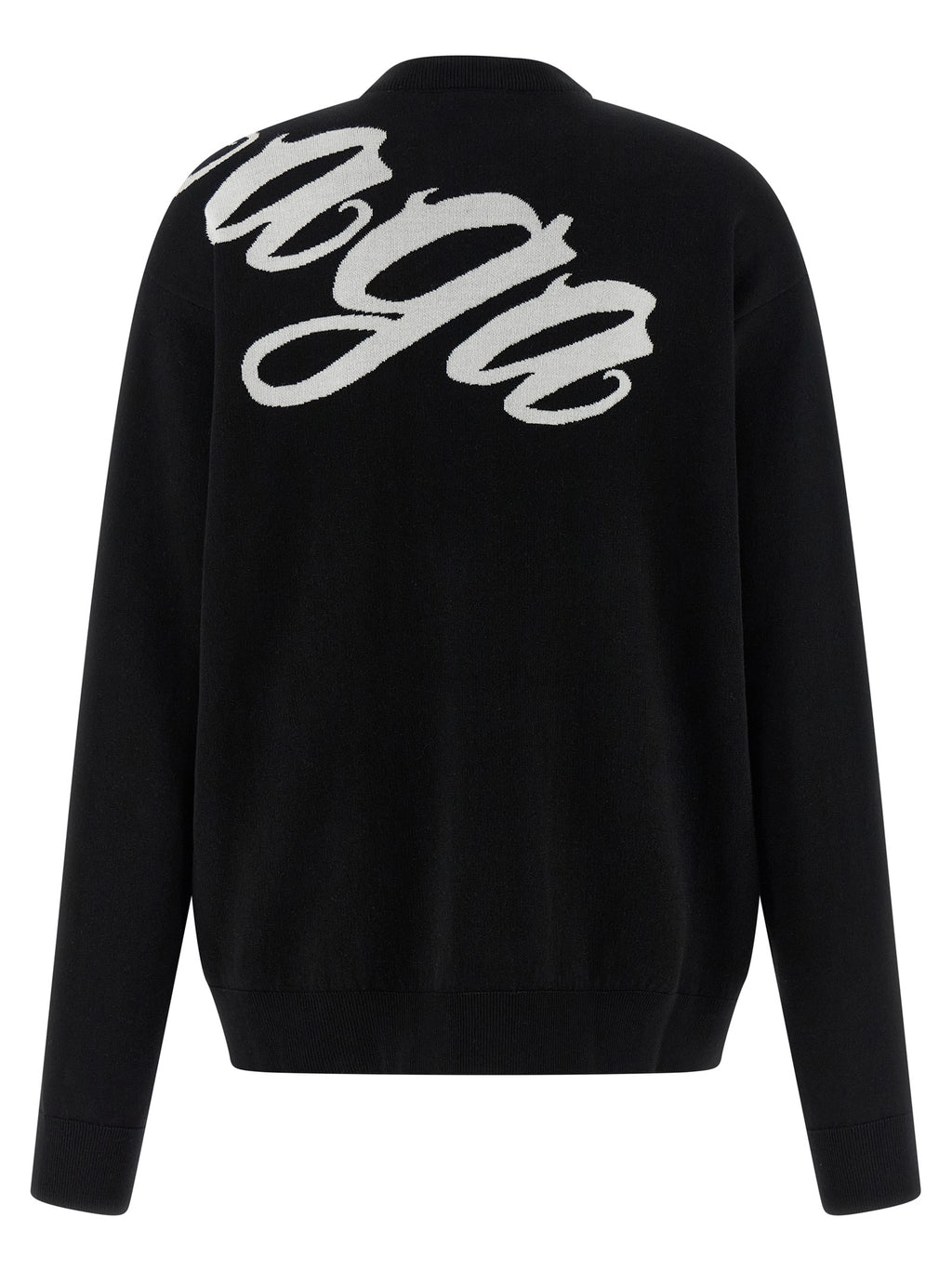 Cardigan en coton bicolore Balenciaga, coupe décontractée, détails modernes, porté sur un mannequin.