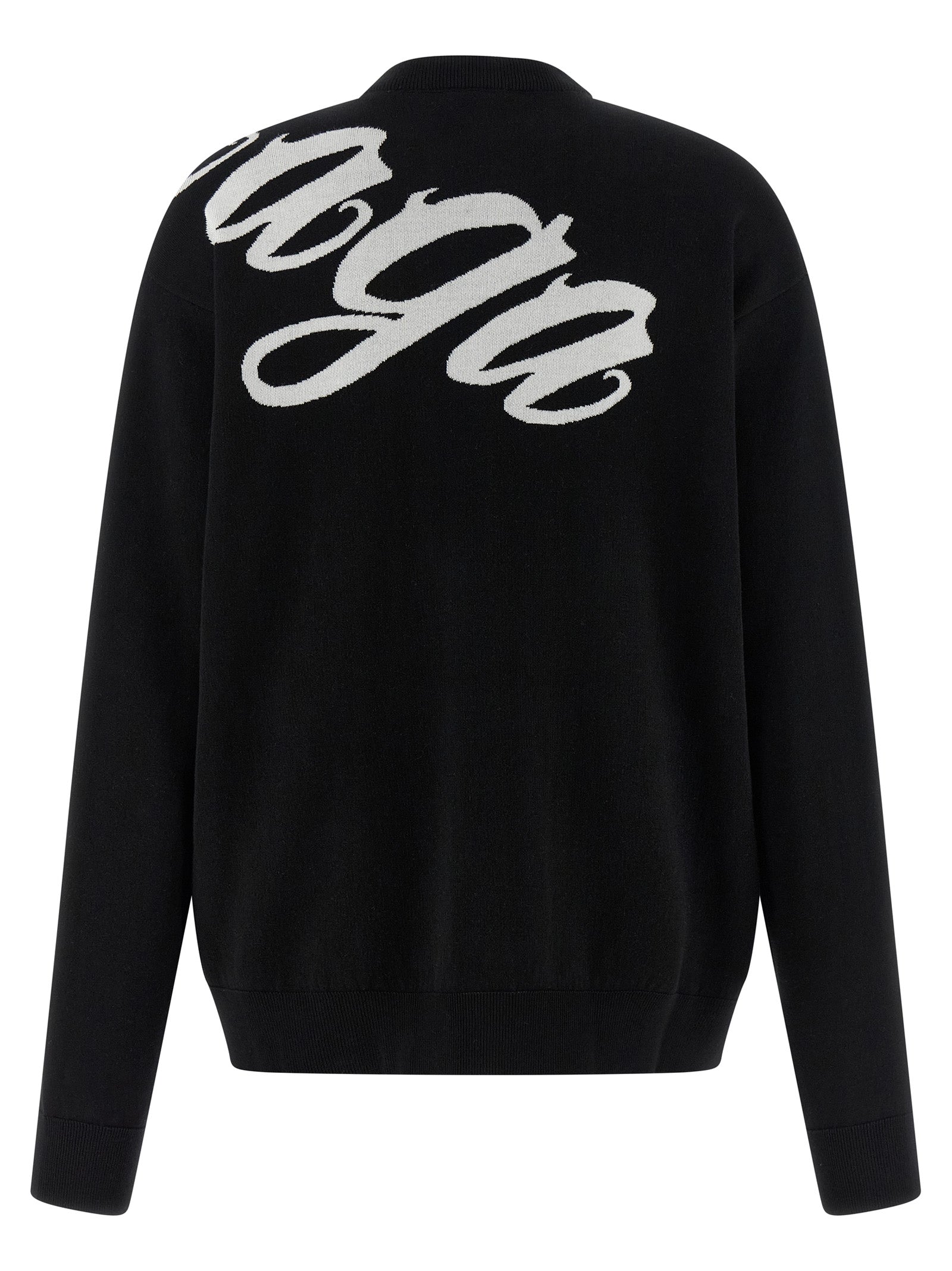 Cardigan en coton bicolore Balenciaga, coupe décontractée, détails modernes, porté sur un mannequin.