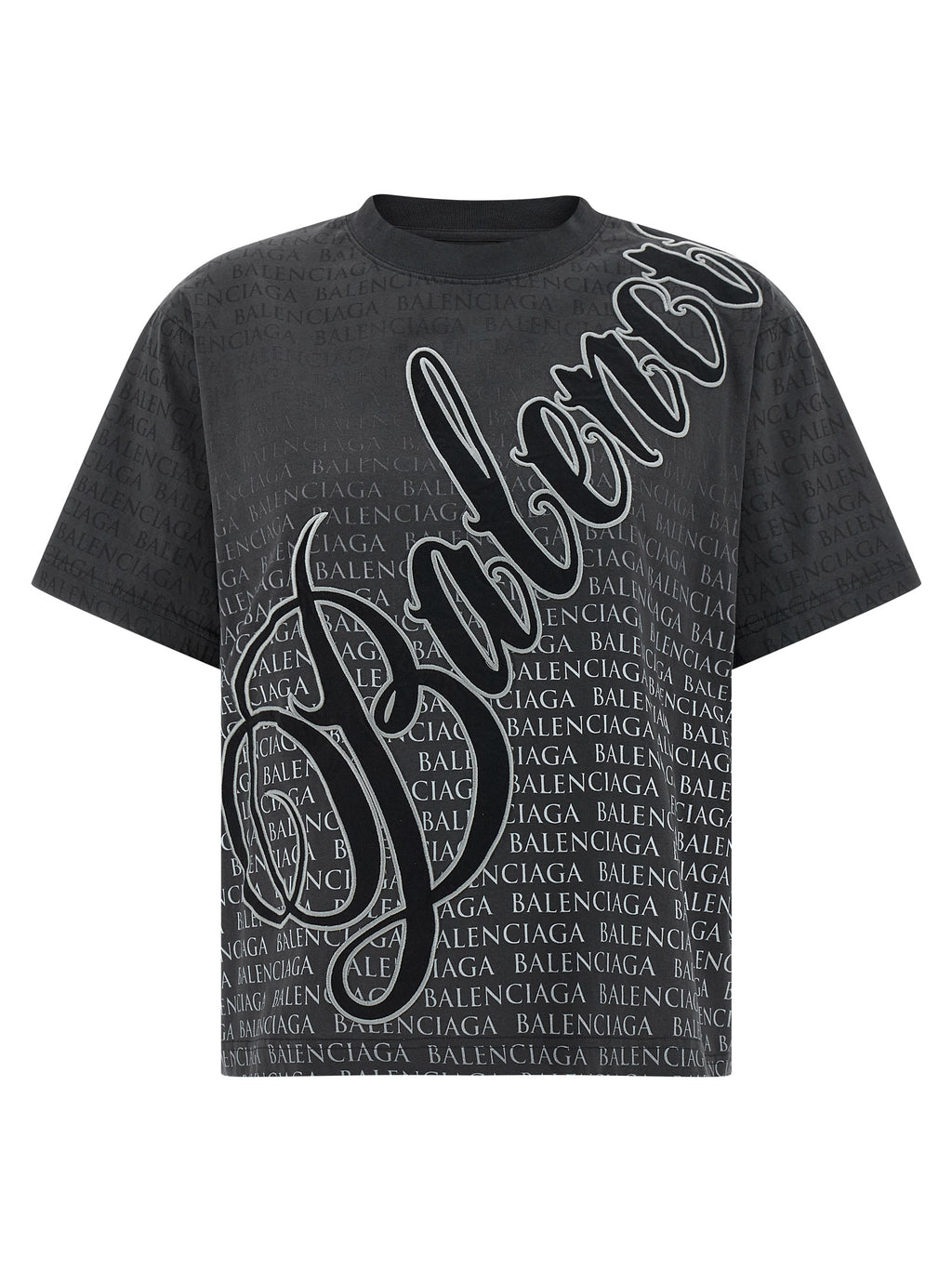 T-shirt noir en coton de la marque Balenciaga, coupe classique, visible sur fond neutre.