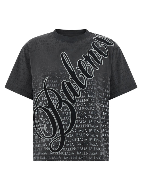 T-shirt noir en coton de la marque Balenciaga, coupe classique, visible sur fond neutre.