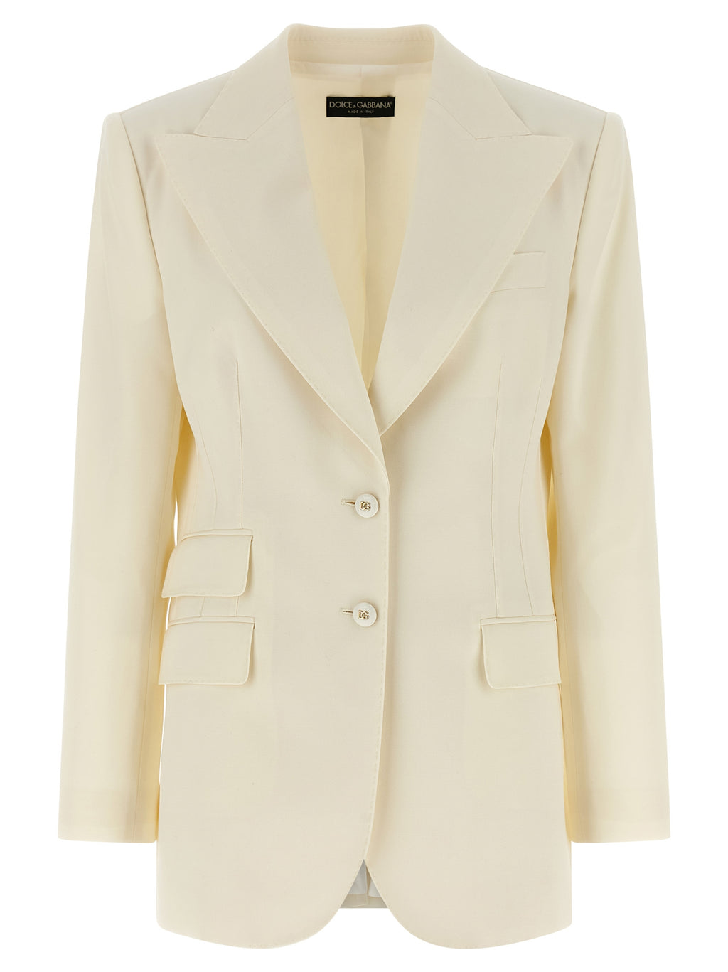 Blazer blanc en laine vierge de Dolce & Gabbana, veste élégante avec coupe classique et détails sophistiqués.