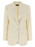 Blazer blanc en laine vierge de Dolce & Gabbana, veste élégante avec coupe classique et détails sophistiqués.