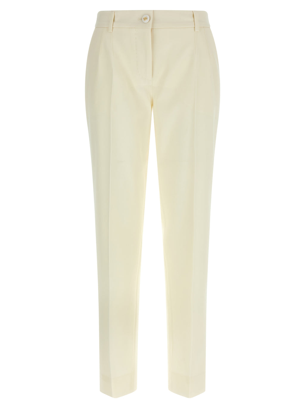 Pantalon blanc en laine vierge de Dolce & Gabbana pour femme, coupe élégante et tissu doux visible sur l'image.