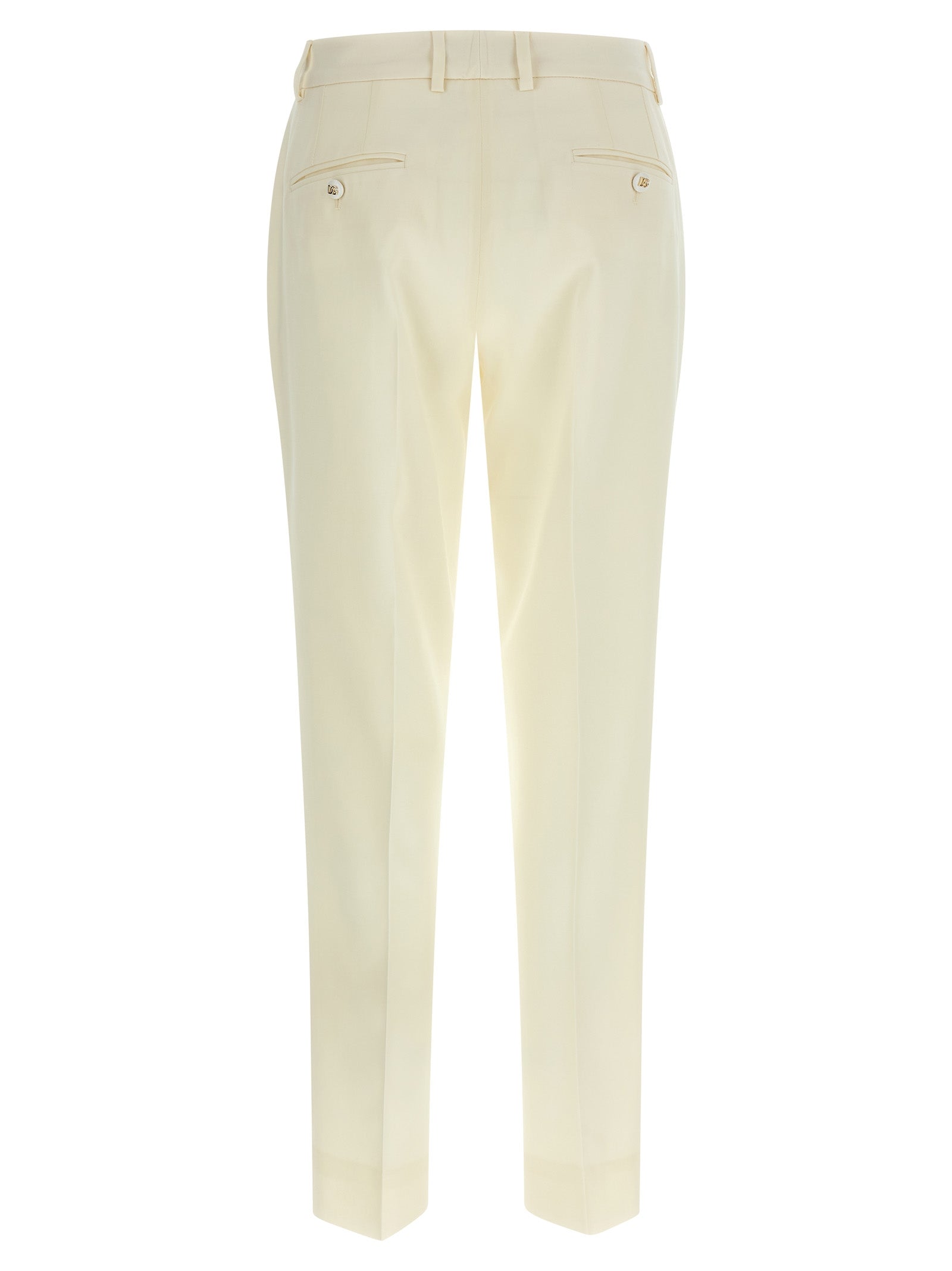 Pantalons de costume en laine vierge blanche Dolce & Gabbana, élégants et classiques pour homme.