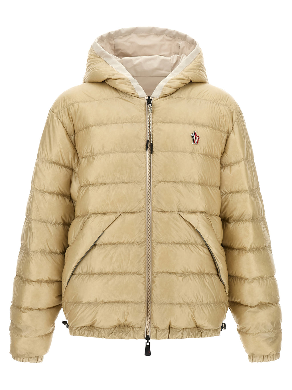 Veste en polyamide beige Moncler Grenoble, coupe-vent et légère, affichée sur un mannequin.