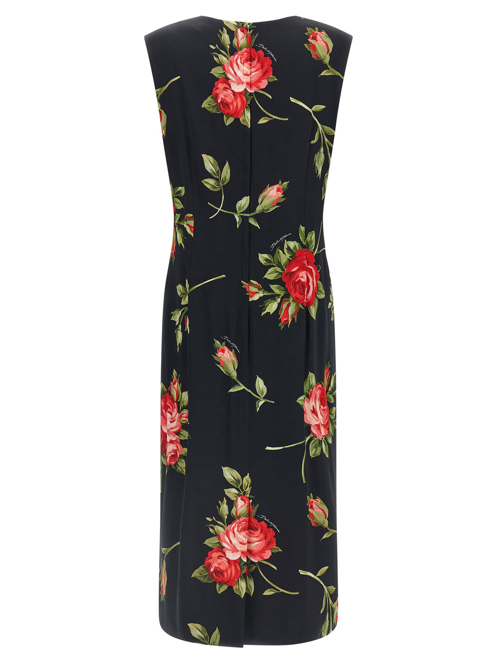 Robe midi en viscose noire de Dolce & Gabbana, élégante et fluide, avec coupe sophistiquée et détails raffinés.