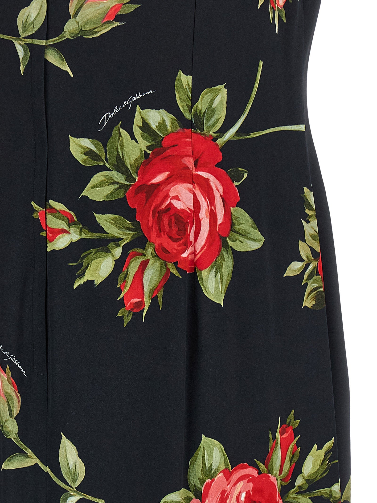 Robe midi en viscose noire de Dolce & Gabbana, élégante et fluide, avec coupe sophistiquée et détails raffinés.