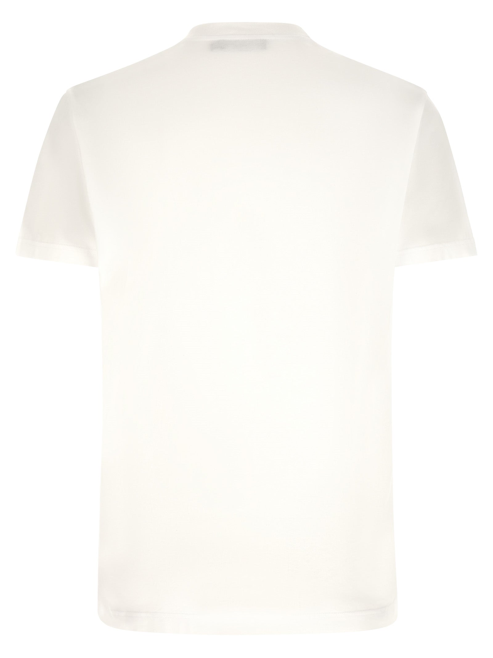 T-shirt blanc en coton de Dolce & Gabbana, style décontracté avec logo discret, porté sur un mannequin.