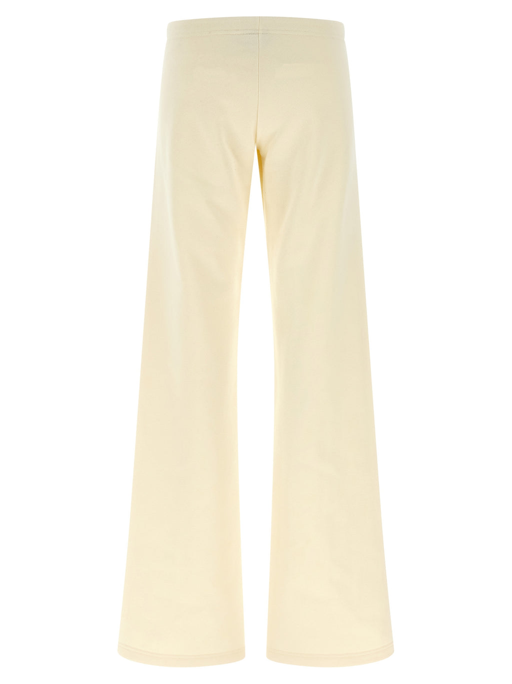 Pantalon évasé blanc en coton de la marque Balenciaga, vue en gros plan avec détail du tissu et de la coupe.