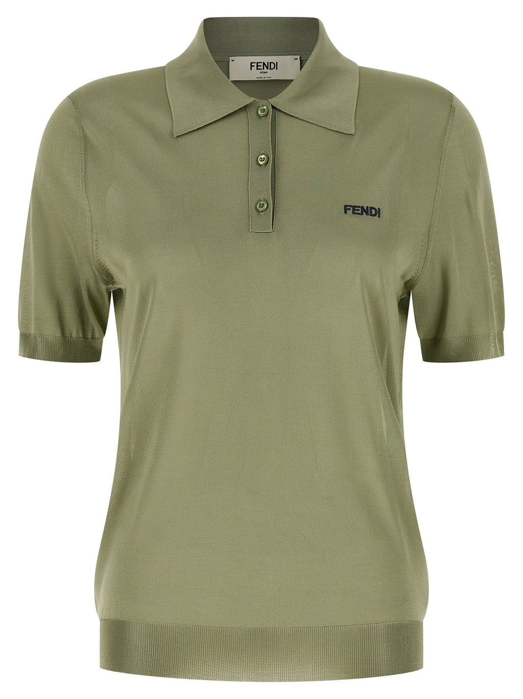 Chemise polo bicolore en viscose de la marque Fendi, avec col et manches contrastés, tissu doux et élégant.