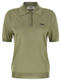 Chemise polo bicolore en viscose de la marque Fendi, avec col et manches contrastés, tissu doux et élégant.