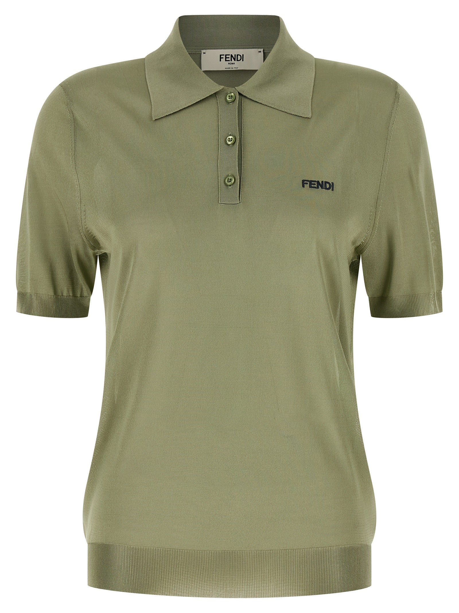Chemise polo bicolore en viscose de la marque Fendi, avec col et manches contrastés, tissu doux et élégant.