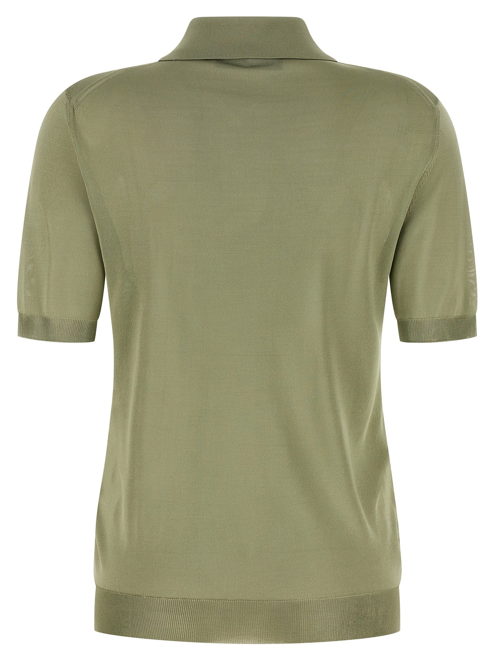 Chemise polo bicolore en viscose de la marque Fendi, avec col et détails élégants, vue de face.
