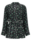 Blouse en soie noire Dolce & Gabbana, élégante et fluide, avec détails sophistiqués visibles sur l'image.