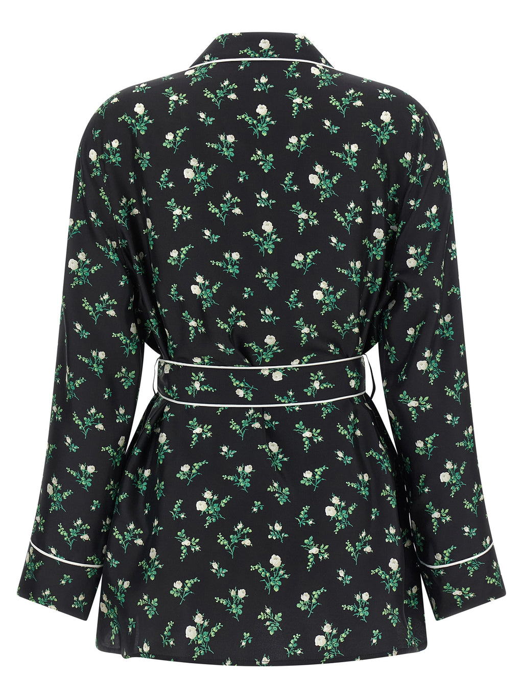 Chemise en soie noire Dolce & Gabbana, élégante blouse en tissu fluide avec col et manches longues, portée chic et sophistiquée