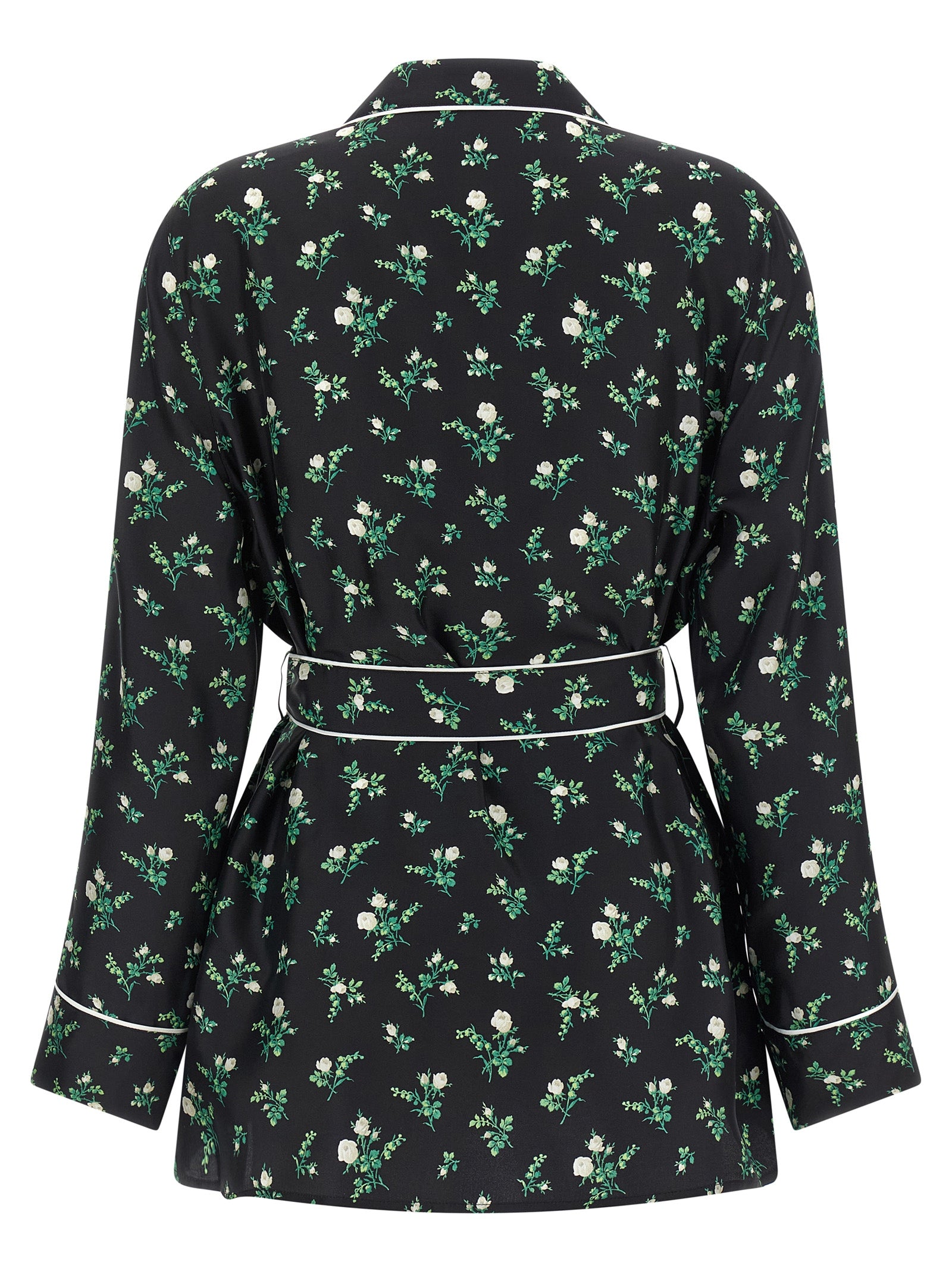 Chemise en soie noire Dolce & Gabbana, élégante blouse en tissu fluide avec col et manches longues, portée chic et sophistiquée