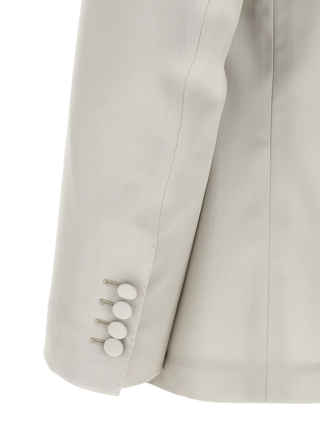 Blazer en laine vierge grise de Dolce & Gabbana, veste élégante pour homme ou femme, avec coupe classique et détails sophistiqués.