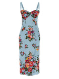 Robe midi en viscose bleue de Dolce & Gabbana, élégante et fluide, avec détail de coupe flatteur.