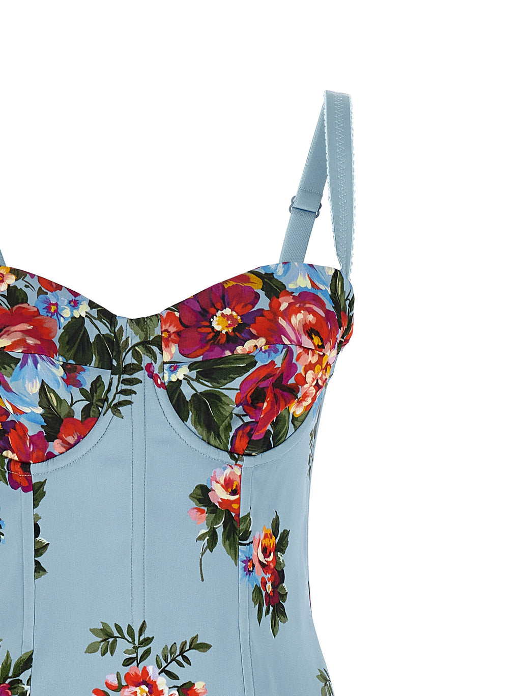 Robe midi en viscose bleue de Dolce & Gabbana, élégante, fluide, avec un décolleté et une coupe sophistiquée.