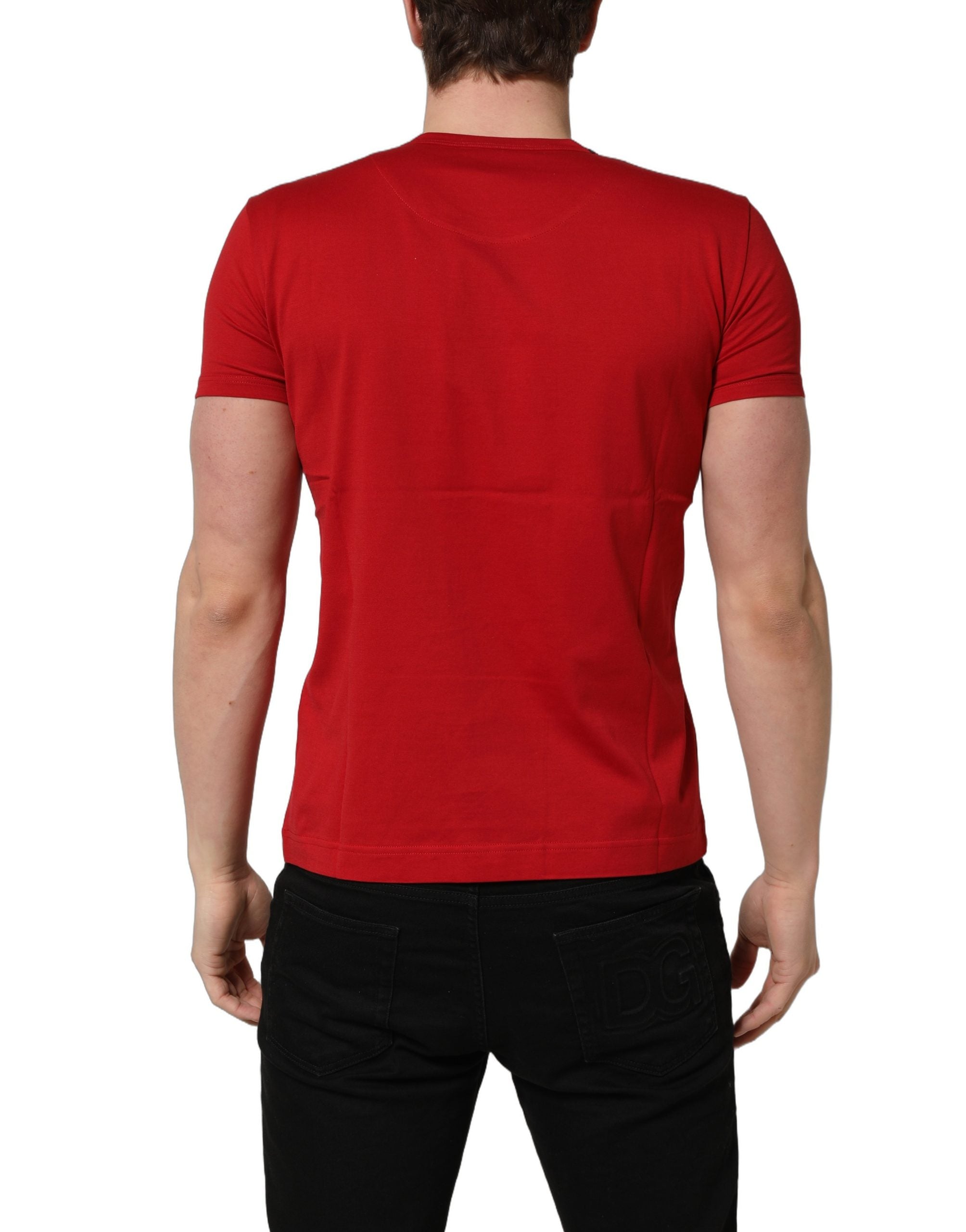 Dolce & Gabbana Rotes Goodluck 2023 Baumwoll-T-Shirt mit Rundhalsausschnitt