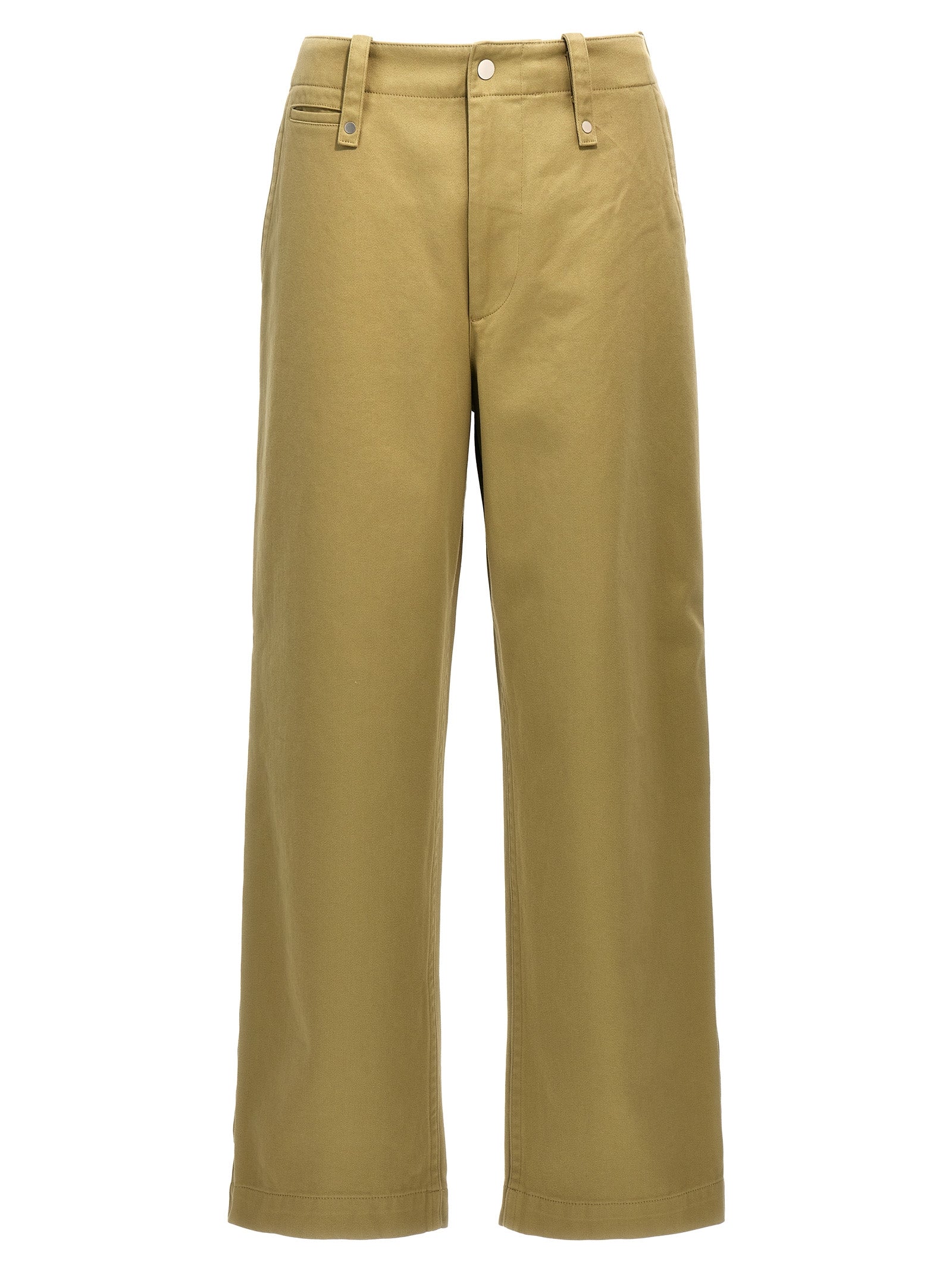 Pantalons décontractés en coton beige de la marque Burberry, style casual, avec coupe confortable et détails élégants.