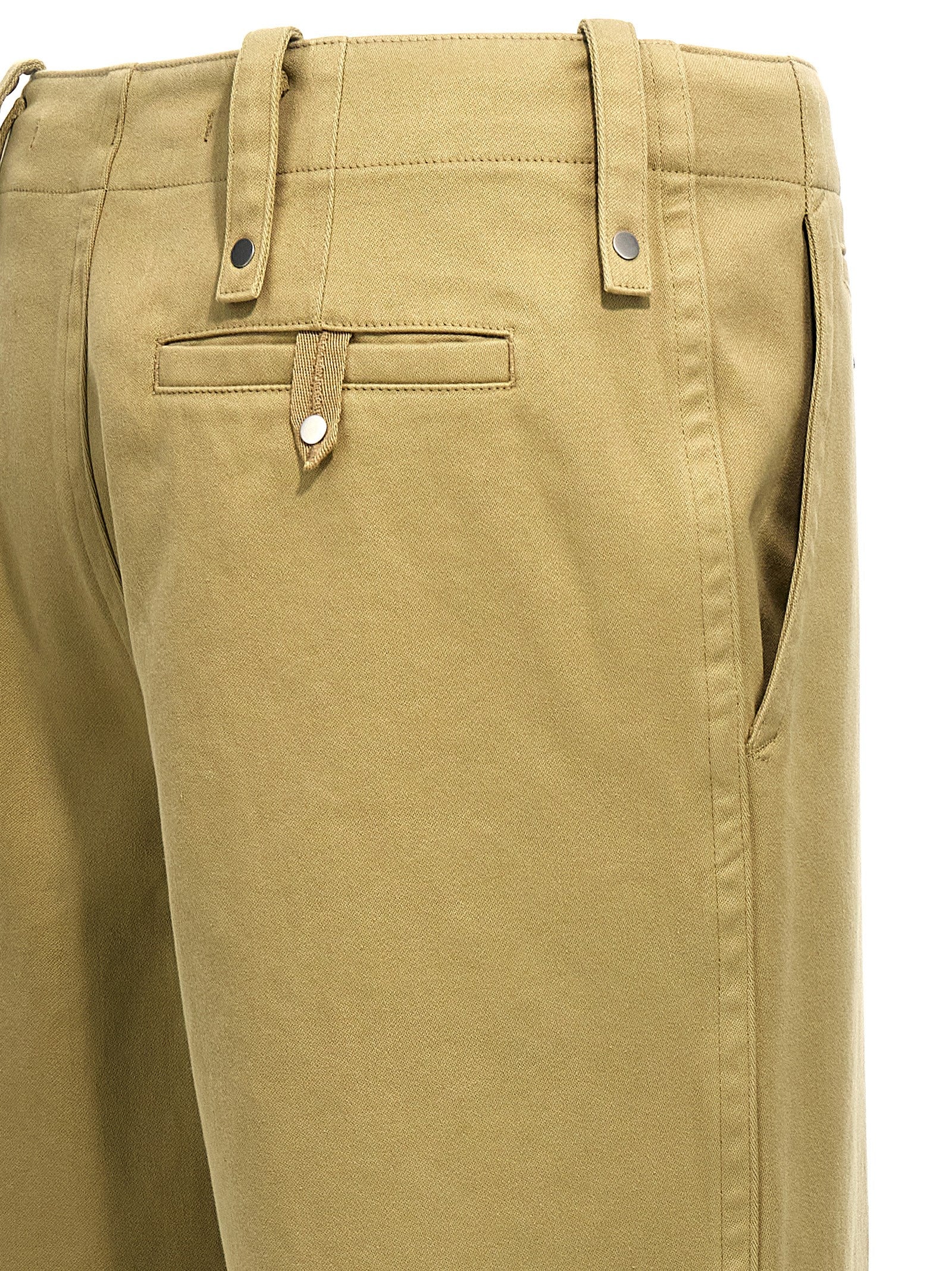 Pantalon décontracté en coton beige de Burberry, style casual, avec coupe confortable et détails élégants.