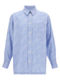 Chemise en coton bleue Kenzo, manches longues et coupe élégante, vue de face sur un fond neutre.