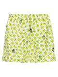 Shorts bermuda en soie multicolore de Versace, style élégant avec motif coloré, parfait pour un look sophistiqué et tendance.