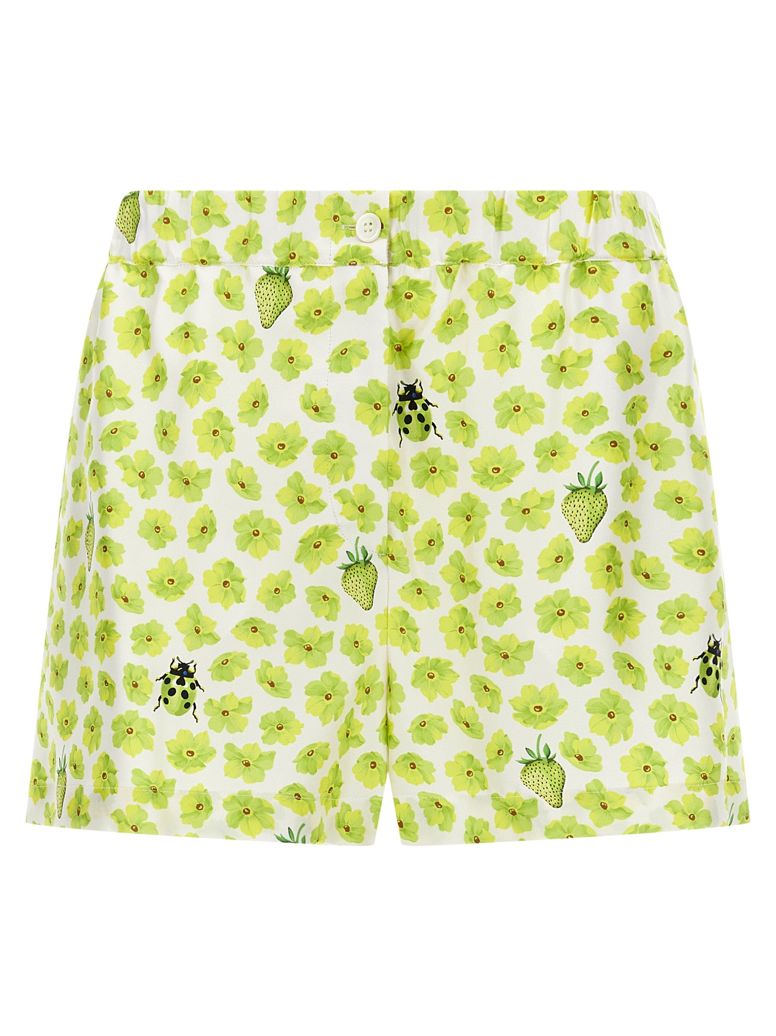 Shorts bermuda en soie multicolore de Versace, style élégant avec motif coloré, parfait pour un look sophistiqué et tendance.
