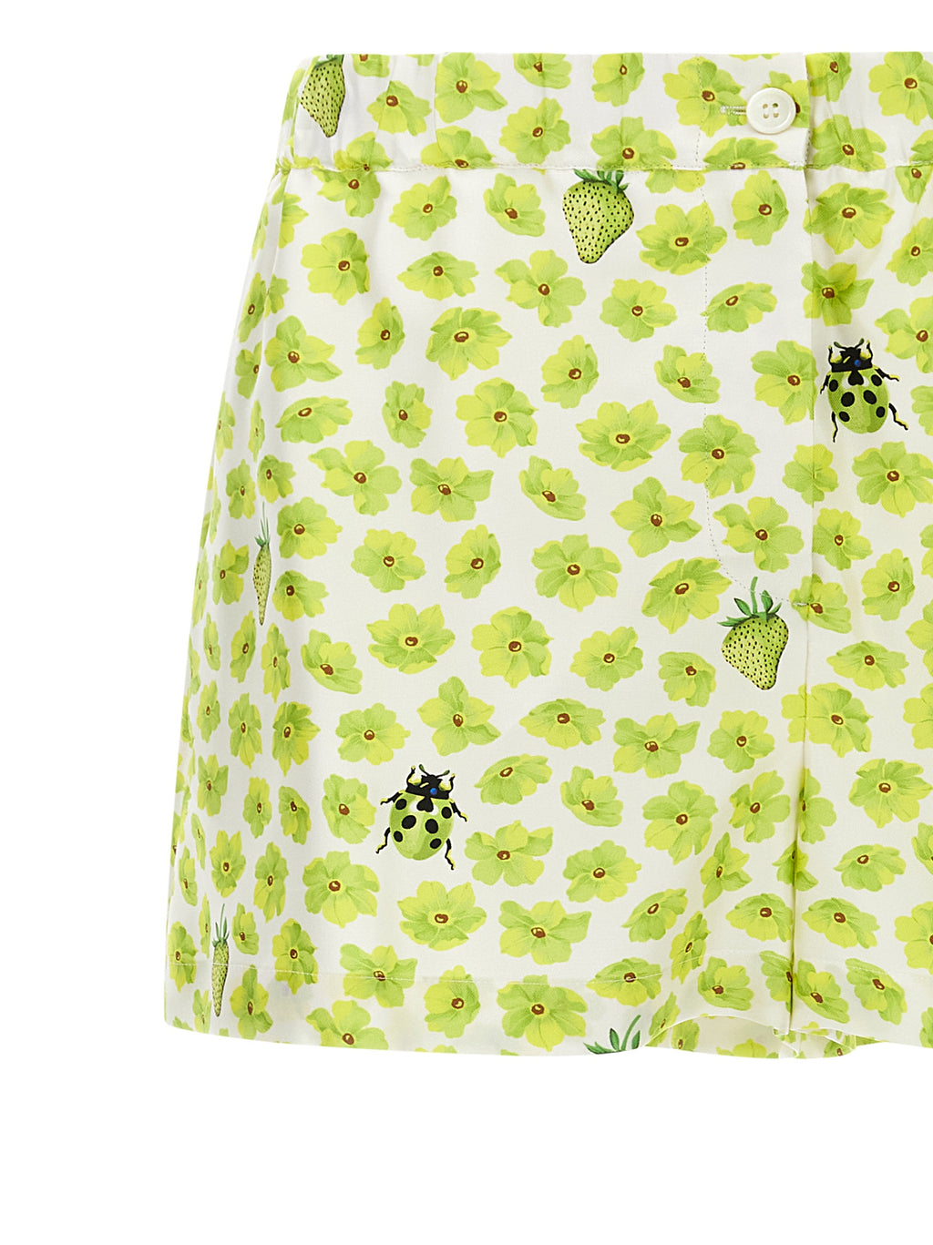 Shorts bermuda en soie multicolore de Versace, style élégant avec motif vibrant, parfait pour un look sophistiqué et coloré.