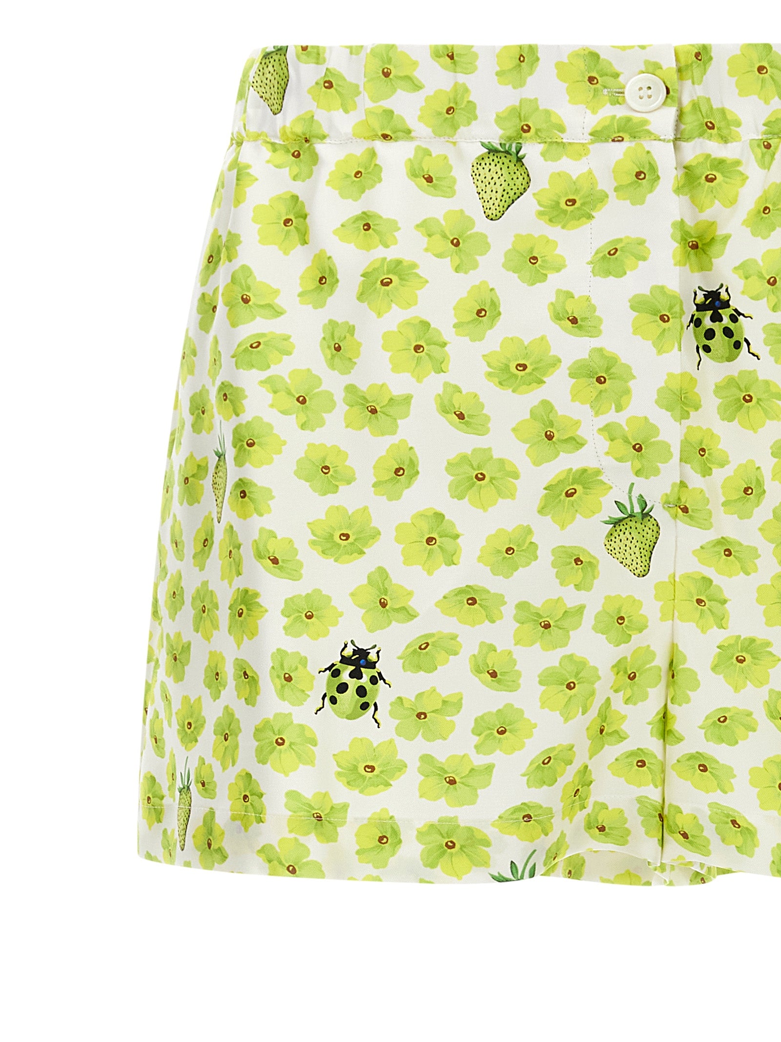 Shorts bermuda en soie multicolore de Versace, style élégant avec motif vibrant, parfait pour un look sophistiqué et coloré.